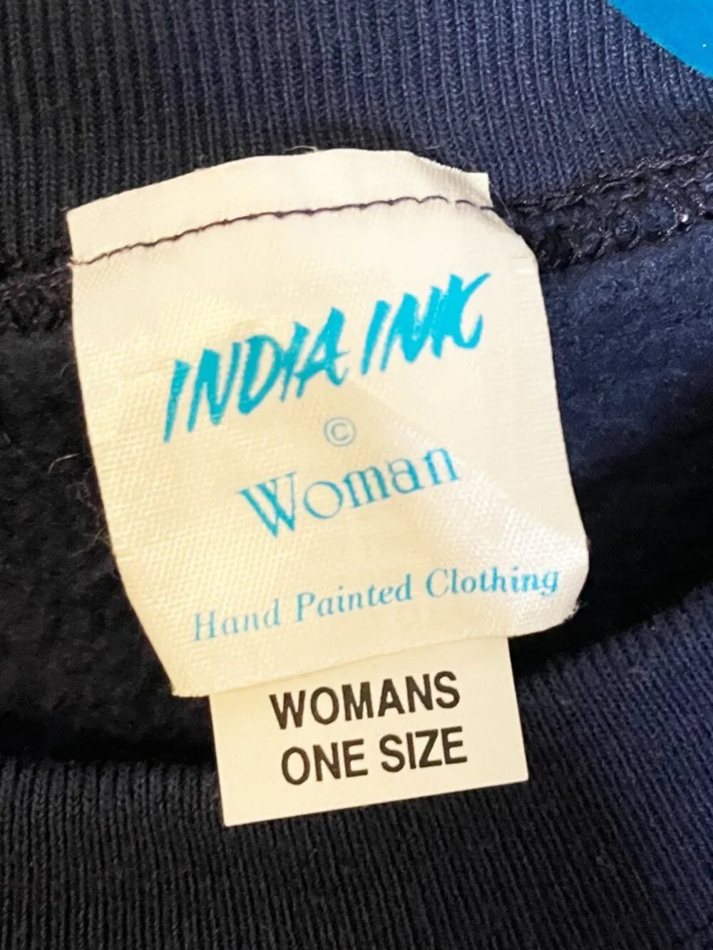 India Ink Christmas Bear Sweatshirt Navy Blue Women's One Size Vintage Holiday